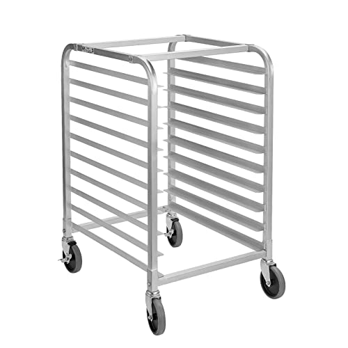 HALLY SINKS & TABLES H HALLY SINKS TABLES H Bun Pan Rack 10 Tier with Wheels Commercial Bakery Racking of Aluminum for Full Half Sheet Kitchen Restaurant Cafeteria Pizzeria Hotel and Home 26 L x 20 W x 38 H