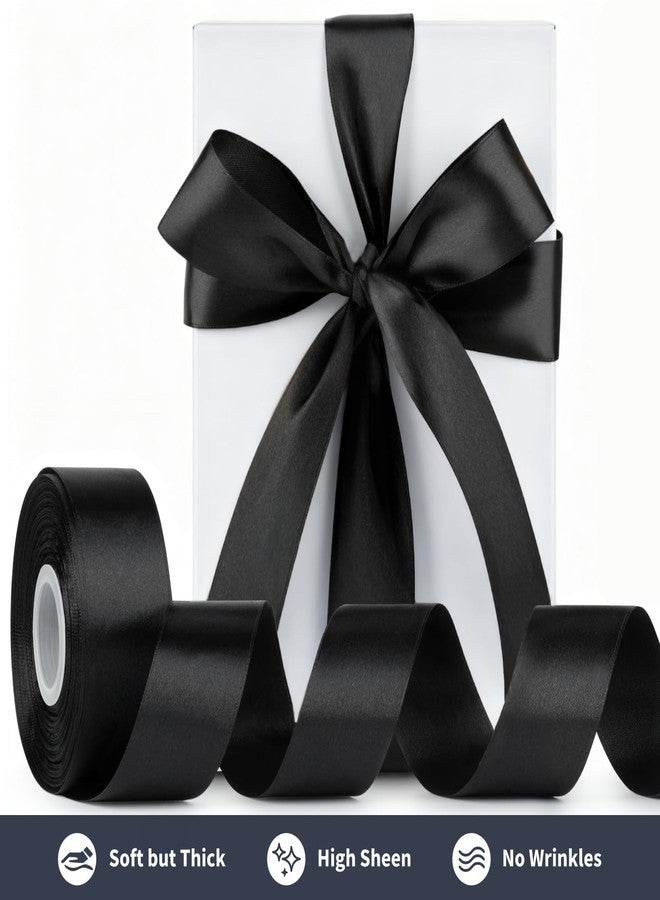 Mauproy 1-1/2 Inches Wide Satin Ribbon, 50 Yards Solid Fabric Ribbon for Wedding Party Decoration DIY Crafts Bows Floral Bouquets Hair Accessories (Black) - Image 3