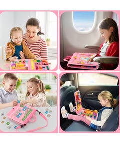 Y&D Busy Board, 27 in 1 DIY Portable Felt Dressing Button Learning Board Early Educational Sensory Brain Toys for 2 3 4 Years Old Boys Girls Preschoolers(Pink)  - Image 4