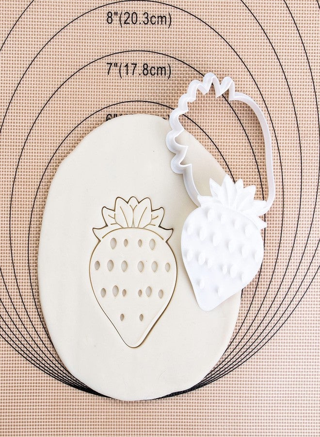Flycalf Strawberry Cookie Cutters Fruit Summer with Plunger Stamps Holiday PLA Baking Accessories Cutter Molds Gifts Decorative Party 3.5" Kitchen Cake Supplies - Image 2