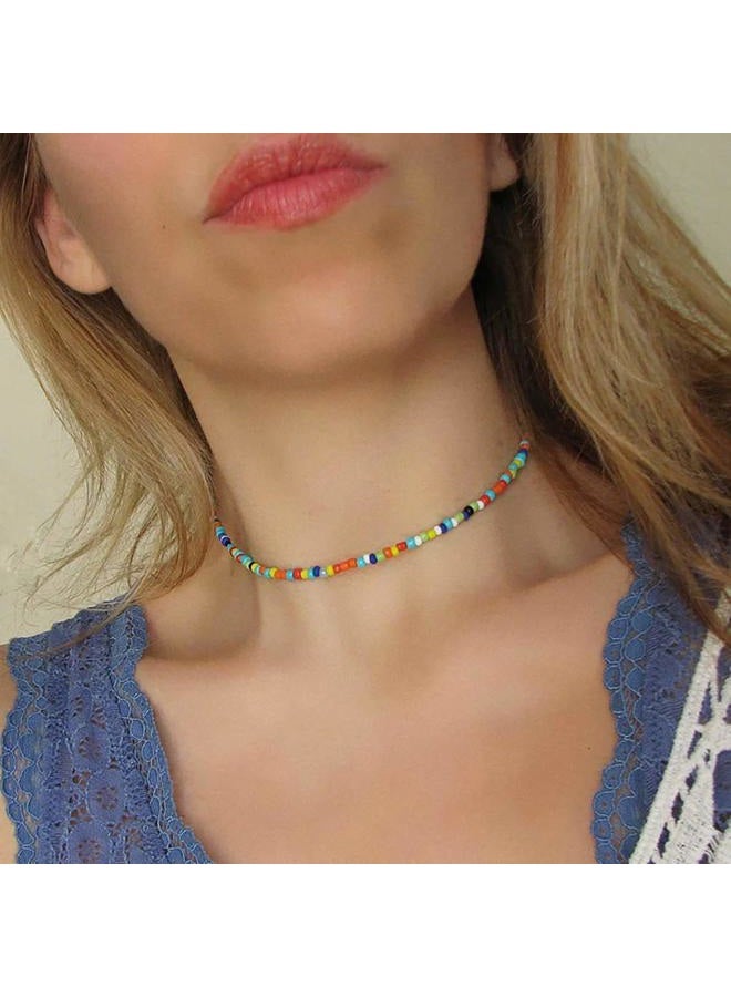 Wremily 4-12 Pieces Beaded Choker Necklaces for Women Girls Boho Seed Bead Choker Set Hawaiian Handmade Turquoise Beach Beads Necklace Chain Jewelry - Image 3