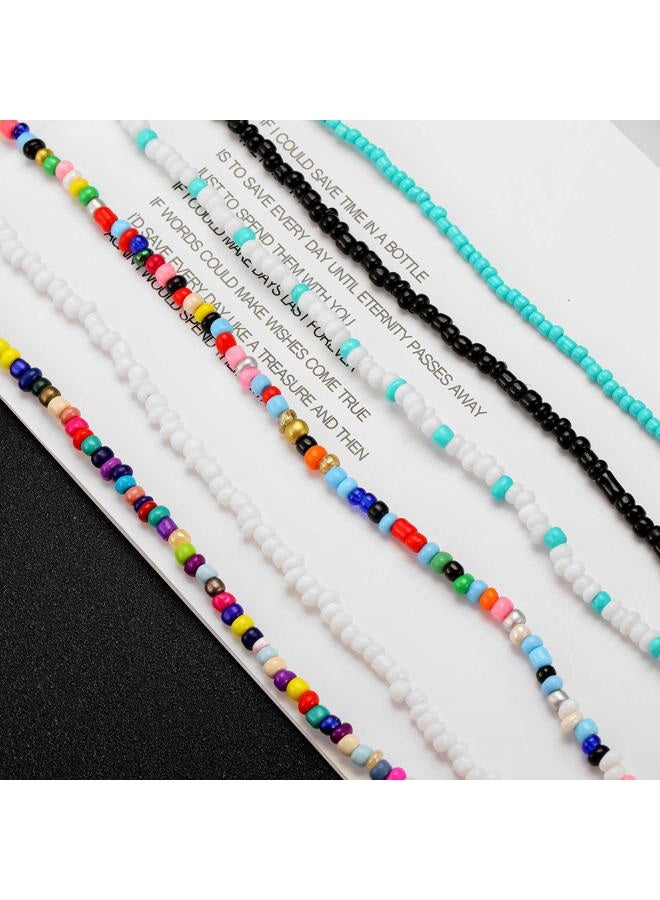 Wremily 4-12 Pieces Beaded Choker Necklaces for Women Girls Boho Seed Bead Choker Set Hawaiian Handmade Turquoise Beach Beads Necklace Chain Jewelry - Image 2