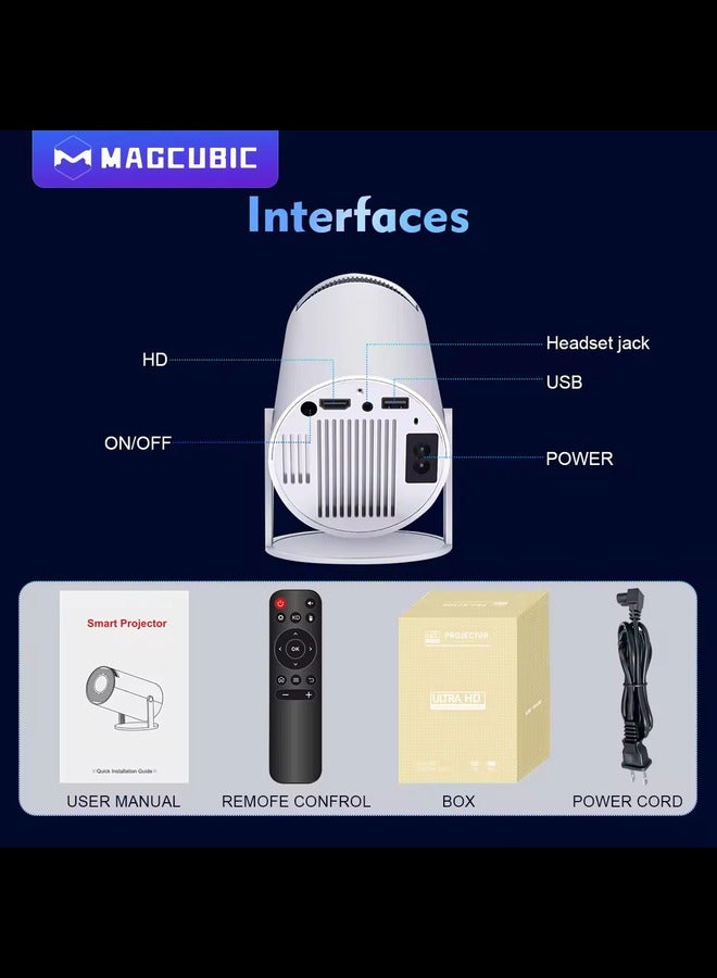 DUSALA Smart 4K Portable Mini Projector, HY300 Auto Keystone Correction Portable Projector, 4K/ 200 ANSI Smart Projector with 2.4/5G WiFi, BT 5.0, 130 Inch Screen, 180 Degree Flip,Home Video Projector - Image 4