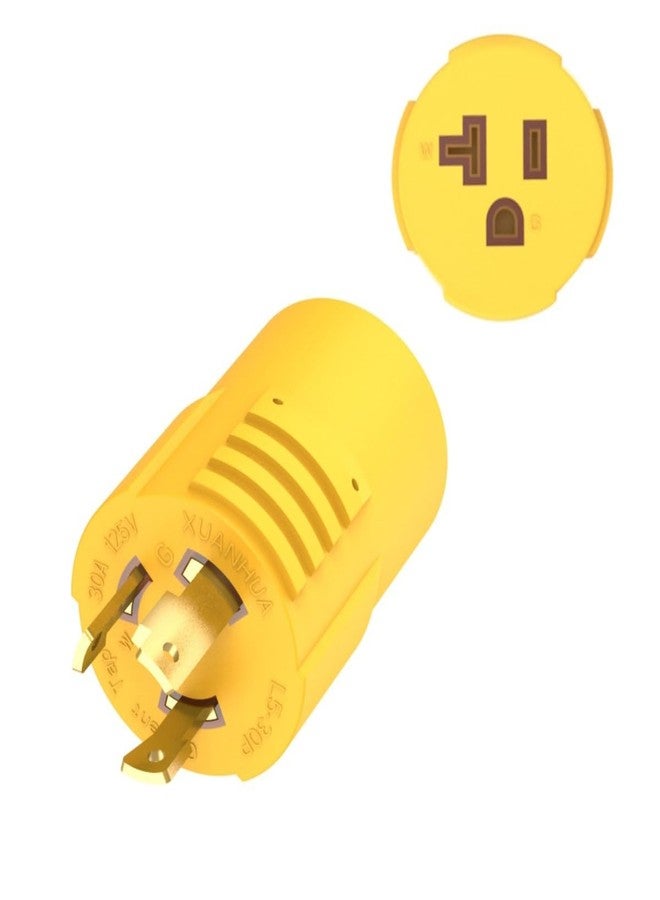 ADCAUDX Shore-Power 30 Amp to 20 Amp RV Generator-Adapter Plug Marine-30Amp to 110 15 Amp Household Inlet,NEMA L5-30P to 5-15/20R,3-Prong Locking 125V 30A-Generator Male to 15A/ 20A-Female Boat Power Adapter - Image 1