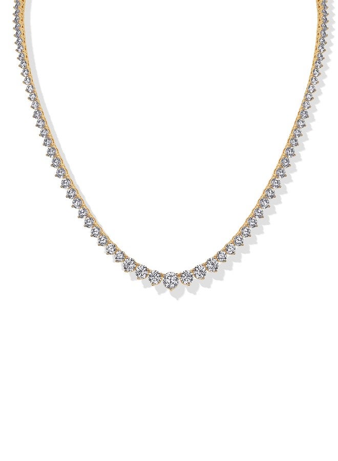 PAVOI 14K Yellow Gold Plated Graduated Tennis Necklaces for Women - Cubic Zirconia Tennis Necklace for Brides & Bridesmaids - Simulated Diamond Chain Trendy Wedding Jewelry - 18 Inches - Image 3