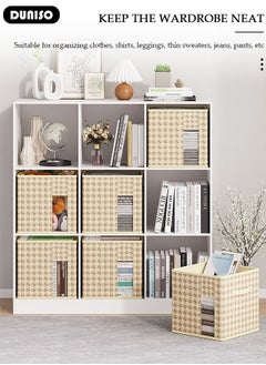 DUNISO Foldable Closet Storage Organizer, Wardrobe Clothes Organizer For Clothing, Sheets, Toys, Books,Washable Closet Storage Boxes with Carrying Handles Cube Stackable Storage Bin for Home Bedroom Office  - Image 5