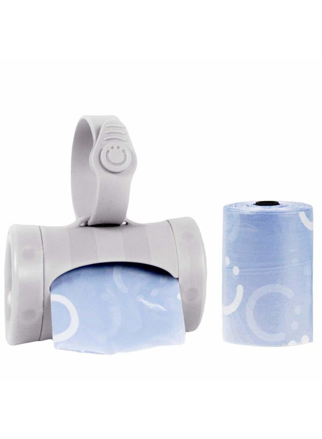 ubbi Retractable On the Go Bag Dispenser for Travel, Diaper Bag Accessory Must Have for Newborn, Helpful Item, Baby Gift, Lavender Scented, Gray - Image 1