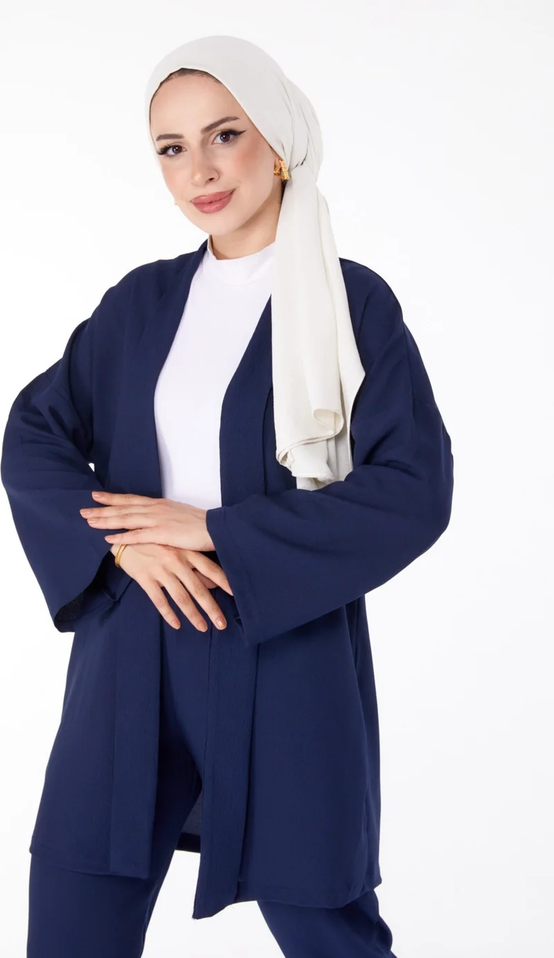Tofisa Plain Mid Women's Navy Blue Cardigan Trousers 11432