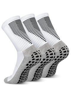 SANMUGEED 3 Pairs Grip Socks Football Men Women Anti Slip Sports Grip Socks Breathable Anti Blister Rubber Pads Non Slip Basketball Socks Athletic Grippy Socks For Soccer Running Hiking Boxing Rugby  - Image 1