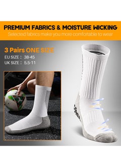 SANMUGEED 3 Pairs Grip Socks Football Men Women Anti Slip Sports Grip Socks Breathable Anti Blister Rubber Pads Non Slip Basketball Socks Athletic Grippy Socks For Soccer Running Hiking Boxing Rugby  - Image 3