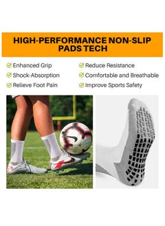 SANMUGEED 3 Pairs Grip Socks Football Men Women Anti Slip Sports Grip Socks Breathable Anti Blister Rubber Pads Non Slip Basketball Socks Athletic Grippy Socks For Soccer Running Hiking Boxing Rugby  - Image 2