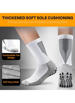 SANMUGEED 3 Pairs Grip Socks Football Men Women Anti Slip Sports Grip Socks Breathable Anti Blister Rubber Pads Non Slip Basketball Socks Athletic Grippy Socks For Soccer Running Hiking Boxing Rugby  - Image 4