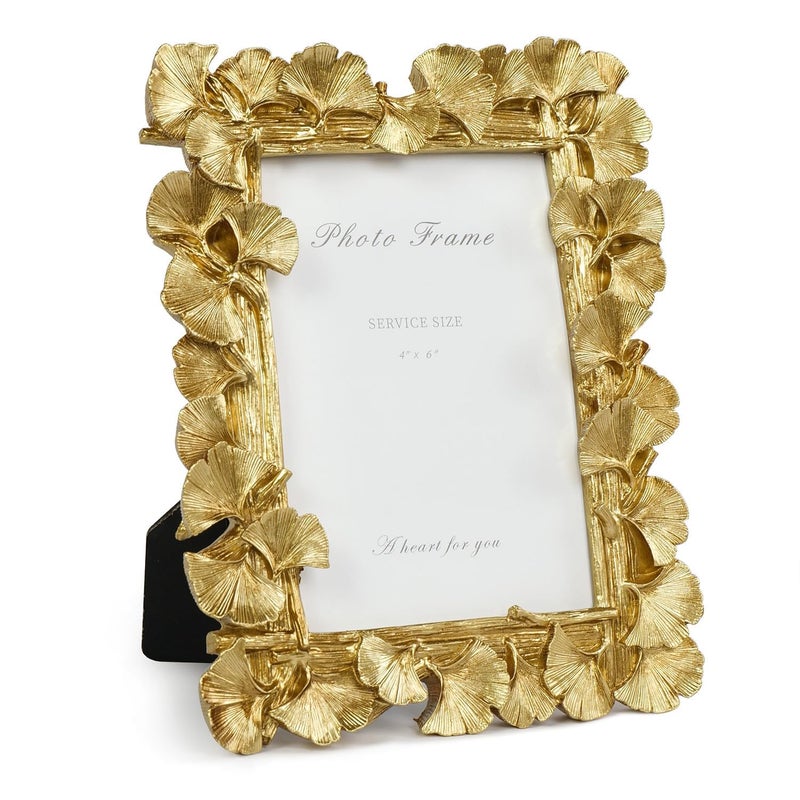 Cuspin 4x6 Gold Picture Frames Vintage Gold Frame Ornate Leaf Textured HandCrafted Resin with Glass Front Antique Photo Frames for Tabletop Display Retro Design Home Decor - Image 2