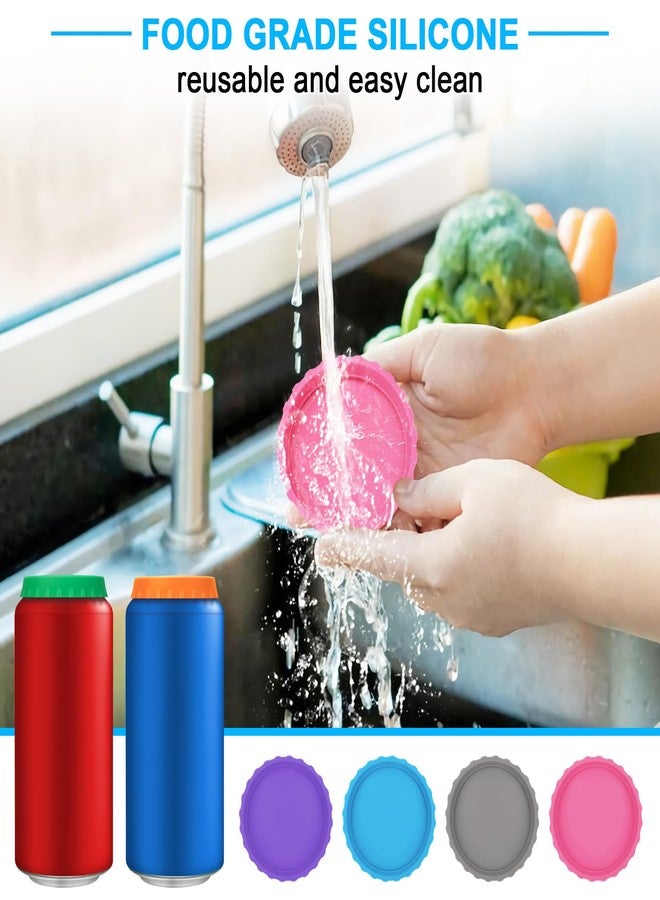 MECHEER 6 Pack Silicone Soda Can Cover Lids, Reusable Soda Can Lids Beer Can Covers Pop Can Covers, BPA Free Silicone Can Cover, Stopper and Protector for Soda, Beer, Beverage, Juice, Coke, Fits Standard Cans - Image 4