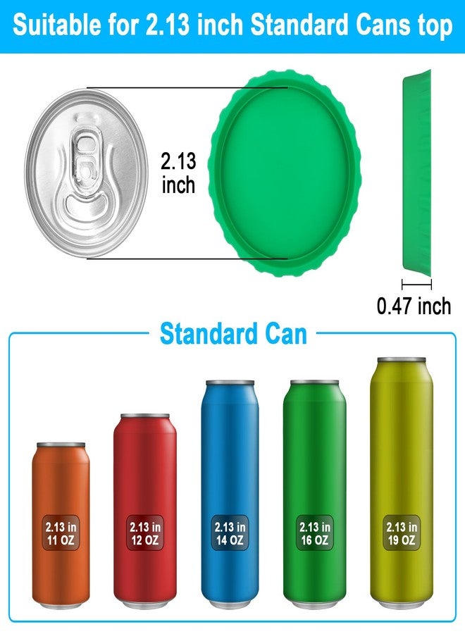MECHEER 6 Pack Silicone Soda Can Cover Lids, Reusable Soda Can Lids Beer Can Covers Pop Can Covers, BPA Free Silicone Can Cover, Stopper and Protector for Soda, Beer, Beverage, Juice, Coke, Fits Standard Cans - Image 2