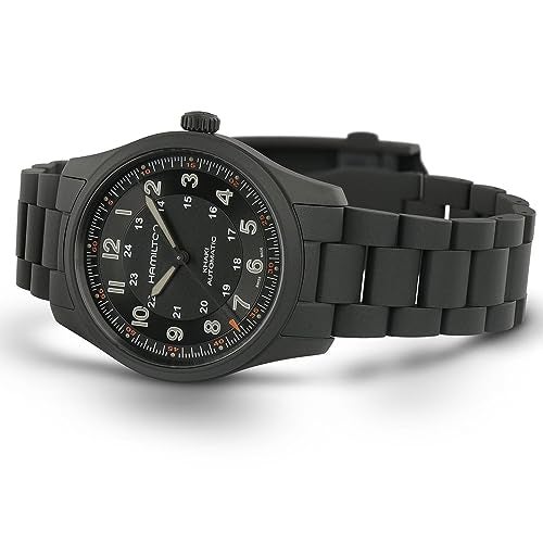 Hamilton Khaki Field Auto | Swiss Made | Titanium Case | Black Dial Analog Watch | Black PVD Bracelet (Model: H70215130) - Image 3