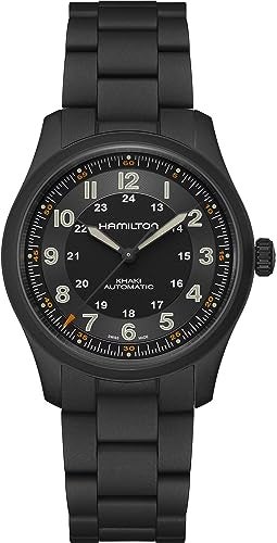 Hamilton Khaki Field Auto | Swiss Made | Titanium Case | Black Dial Analog Watch | Black PVD Bracelet (Model: H70215130) - Image 1