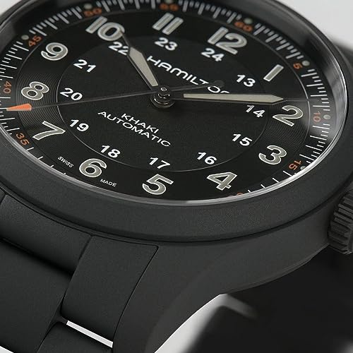 Hamilton Khaki Field Auto | Swiss Made | Titanium Case | Black Dial Analog Watch | Black PVD Bracelet (Model: H70215130) - Image 4