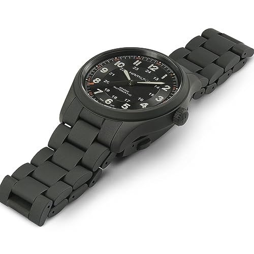 Hamilton Khaki Field Auto | Swiss Made | Titanium Case | Black Dial Analog Watch | Black PVD Bracelet (Model: H70215130) - Image 2