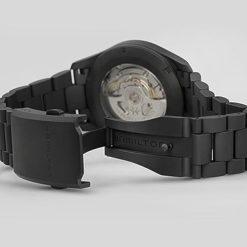 Hamilton Khaki Field Auto | Swiss Made | Titanium Case | Black Dial Analog Watch | Black PVD Bracelet (Model: H70215130) - Image 5