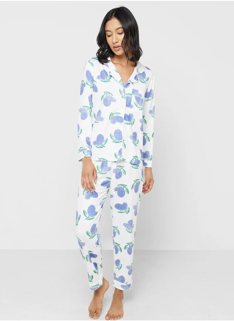 جينجر Floral Print Shirt & Pyjama Set