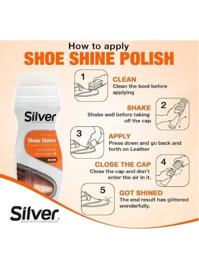 Silver Instant Black Shoe Polish Liquid 75ml - Image 3