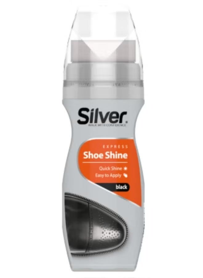 Silver Instant Black Shoe Polish Liquid 75ml - Image 1