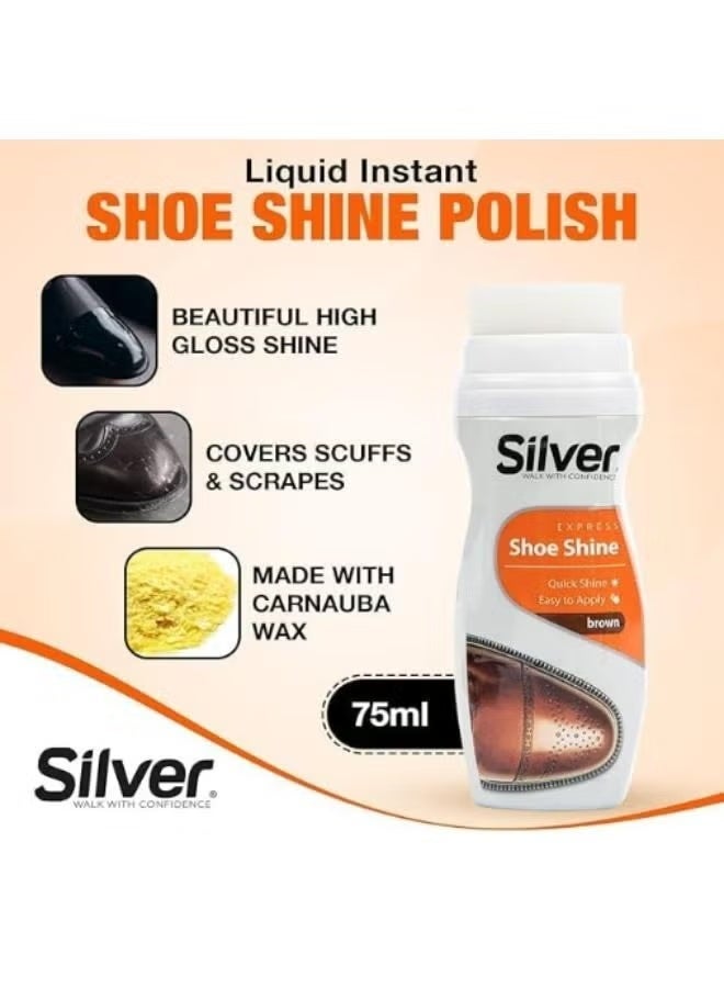 Silver Instant Black Shoe Polish Liquid 75ml - Image 2
