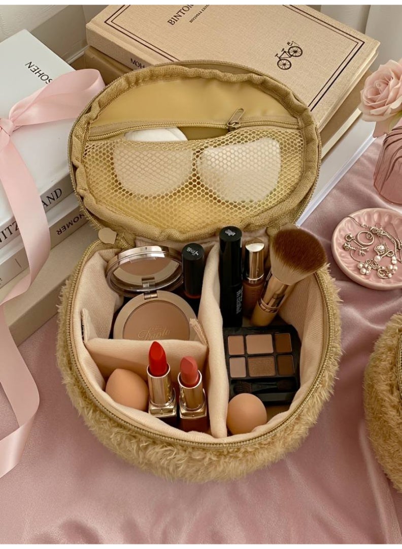 Cute Plush Bear Makeup Bag Cosmetic Organizer for Women - Image 3