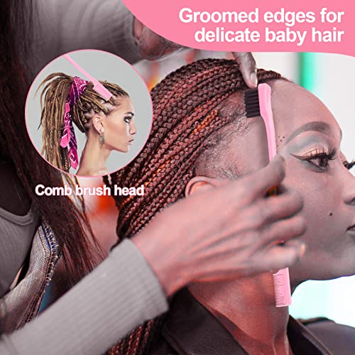 SWEET VIEW Hair Crochet Hooks Set - 2 Crochet Needles, Edge Brush, Bristle Brush, Rat Tail Comb, 3 Gator Clips for Passion Twist Hair Extensions - Image 4