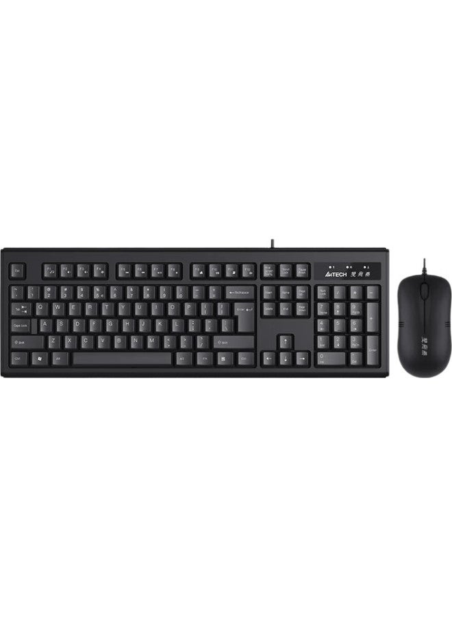 A4TECH A4Tech Wkm-1000 Wired Keyboard And Mouse Combo For Office Desk, Computer, Laptop, External Wired Keyboard And Mouse Set, Black - Image 1