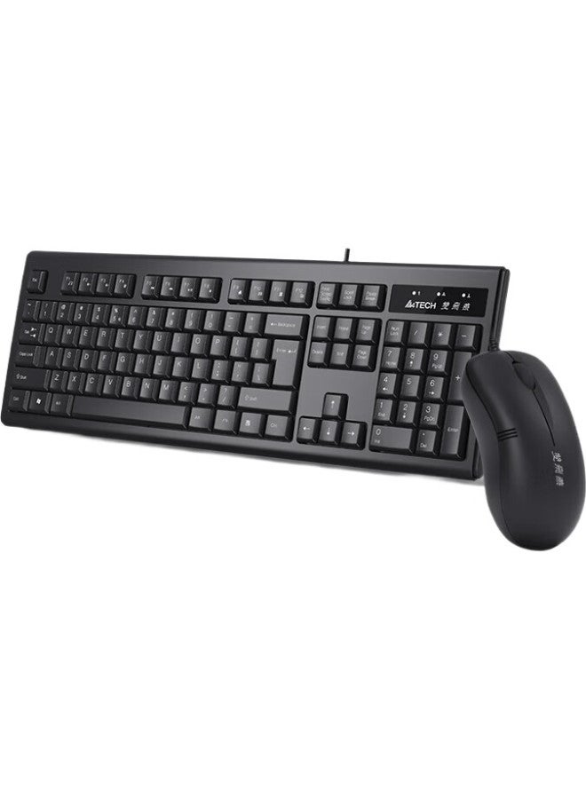 A4TECH A4Tech Wkm-1000 Wired Keyboard And Mouse Combo For Office Desk, Computer, Laptop, External Wired Keyboard And Mouse Set, Black - Image 2