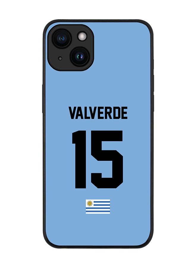 Stylizedd Cover for iPhone 15 Case Rugged Black Slim fit Flexible Protective Phone Cases - Football Team - Uruguay Player Name - Valverde - Image 1