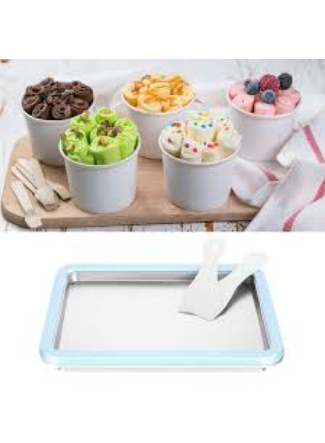 BM SATELLITE Home Soft Serve Ice Cream Maker and Ice Cream Cone Maker, Homemade Ice Cream Roll Machine with Rapid Freezing Gel Plate and 2 Mixing Spatulas, No Ice or Salt Required - Image 4