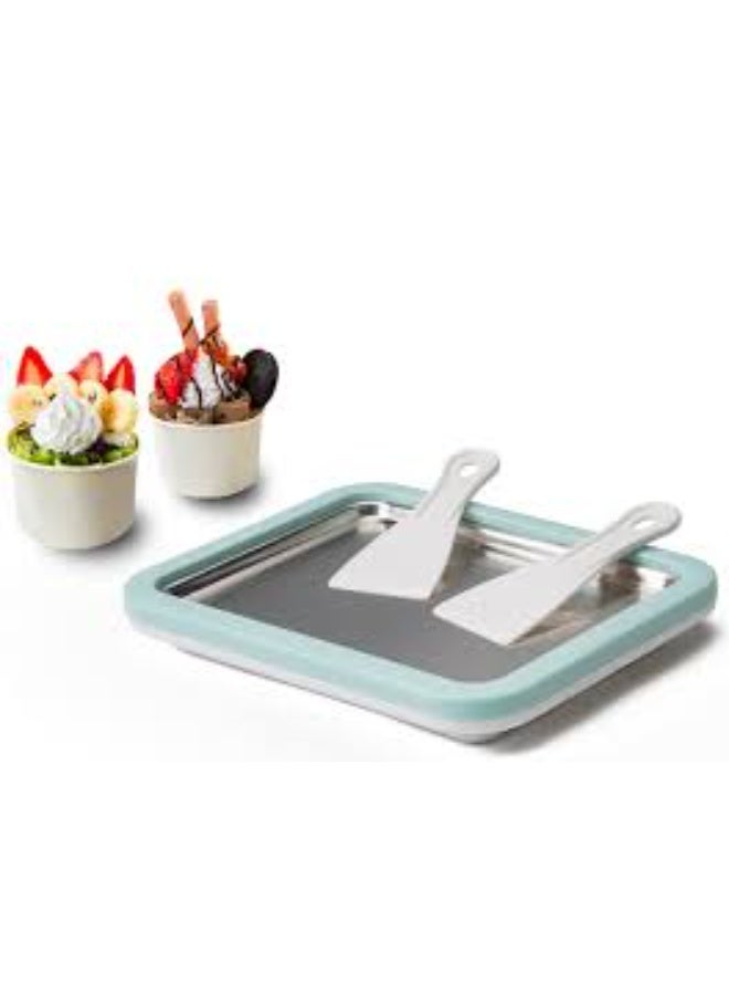 BM SATELLITE Home Soft Serve Ice Cream Maker and Ice Cream Cone Maker, Homemade Ice Cream Roll Machine with Rapid Freezing Gel Plate and 2 Mixing Spatulas, No Ice or Salt Required - Image 1