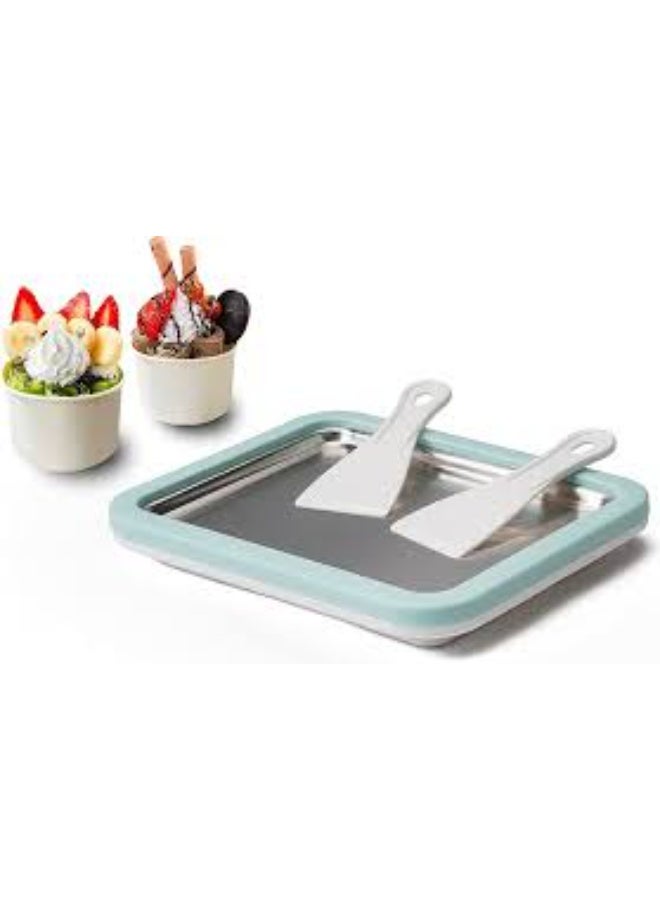 BM SATELLITE Home Soft Serve Ice Cream Maker and Ice Cream Cone Maker, Homemade Ice Cream Roll Machine with Rapid Freezing Gel Plate and 2 Mixing Spatulas, No Ice or Salt Required - Image 5