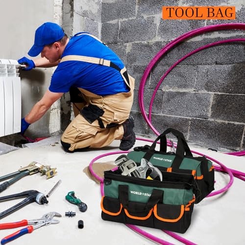 WORLD STAR Tool Bag with Multipurpose Tool Storage | Durable Polyester Water Proof Bag Bag for Electricians Plumbers & Technicians | Household Tool Organiser | For all Hand & Power Tools - Image 4