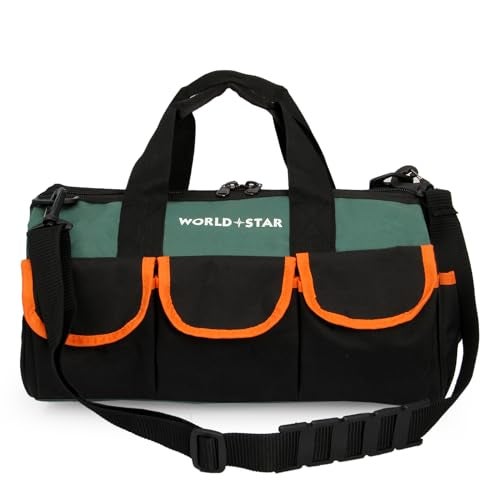 WORLD STAR Tool Bag with Multipurpose Tool Storage | Durable Polyester Water Proof Bag Bag for Electricians Plumbers & Technicians | Household Tool Organiser | For all Hand & Power Tools - Image 1