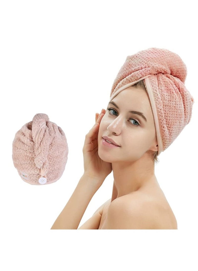 AMERTEER Microfiber Hair Towel for Women Water Absorbing and Shower Cap with Pineapple Grid Design - Image 1