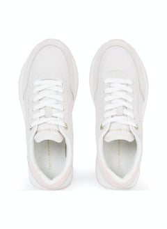 TOMMY HILFIGER Women's Suede Mixed Texture Runner Trainers -  Suede upper, white  - Image 3