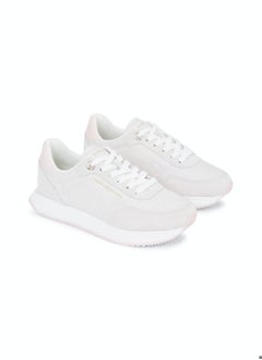 TOMMY HILFIGER Women's Suede Mixed Texture Runner Trainers -  Suede upper, white  - Image 2