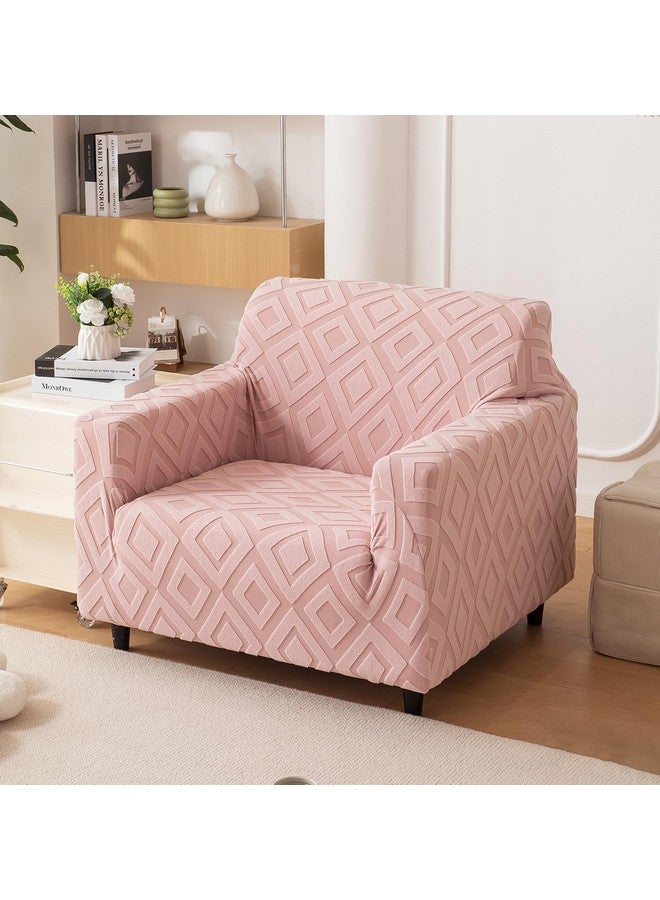 هاوس أوف كويرك غطاء أريكة House of Quirk Universal Single Seater من القماش الجاكار بملمس ماسي 220 جرام لكل متر مربع غطاء ناعم الملمس للأريكة غطاء أريكة مرن قابل للتمدد (وردي، 90-145 سم) - Image 1