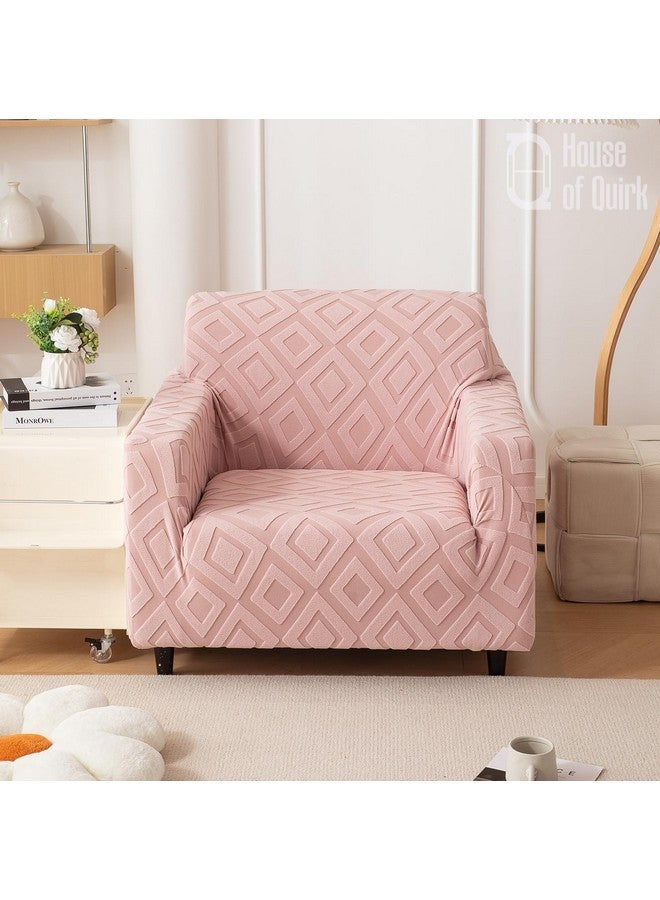 هاوس أوف كويرك غطاء أريكة House of Quirk Universal Single Seater من القماش الجاكار بملمس ماسي 220 جرام لكل متر مربع غطاء ناعم الملمس للأريكة غطاء أريكة مرن قابل للتمدد (وردي، 90-145 سم) - Image 2