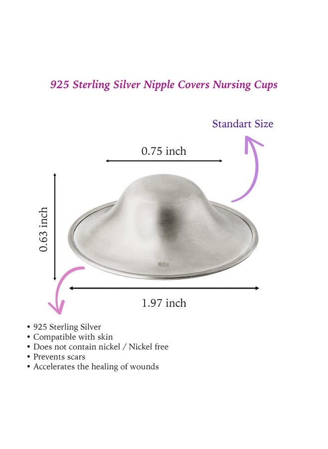 Otto Angelino Silver Nursing Cups Nipple Shields For Breastfeeding Mothers Soothe Protect Reusable Tender And Handmade Nipples Breast Shells Milk Saver To Collect Breastmilk Leaks  - Image 3