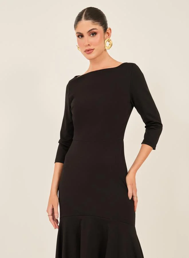Styli Black Flounce Hem Dress