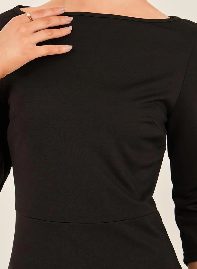 Styli Black Flounce Hem Dress