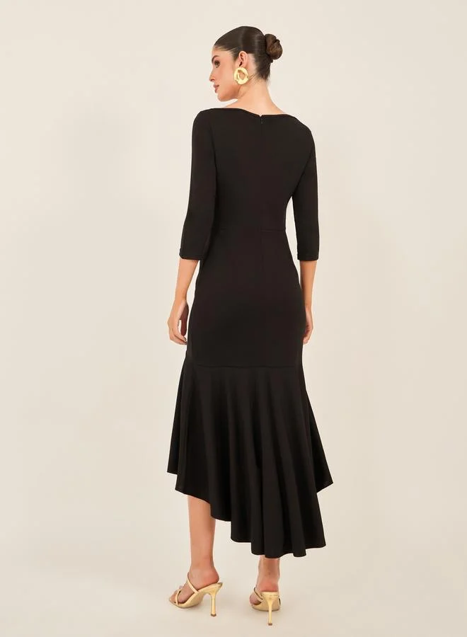 Styli Black Flounce Hem Dress