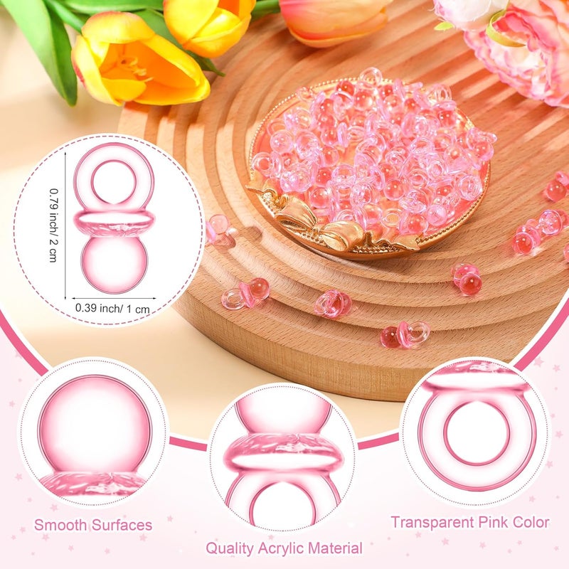 Roowest 51 Pcs Elephant Pacifier Hunt Baby Shower Game Include Wooden Pacifier Hunt Sign 50 Acrylic Pacifiers for Gender Reveal Party Games Favors SuppliesPink - Image 4
