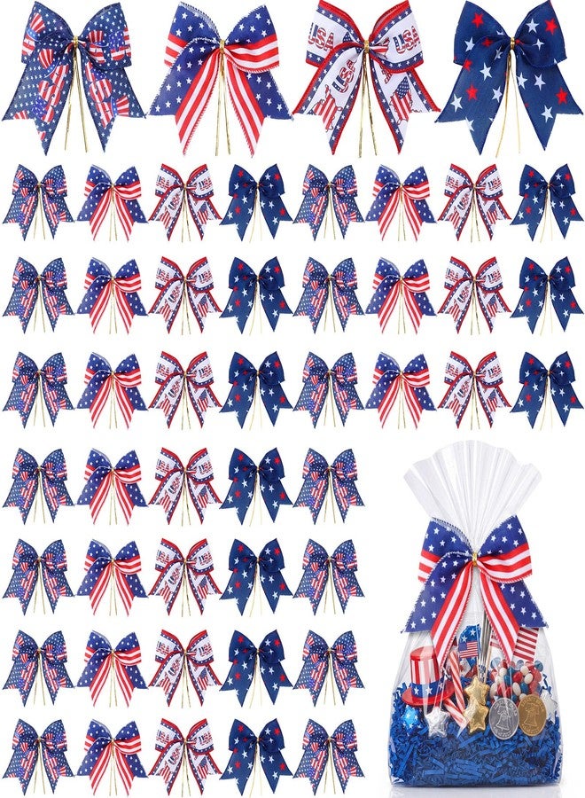Daifunli 48 Pcs 6 Inch 4th of July Bows for Women Patriotic Bows for Wreaths Decorations Bulk Red White Blue Gift for Independence Day Party Decor - Image 1