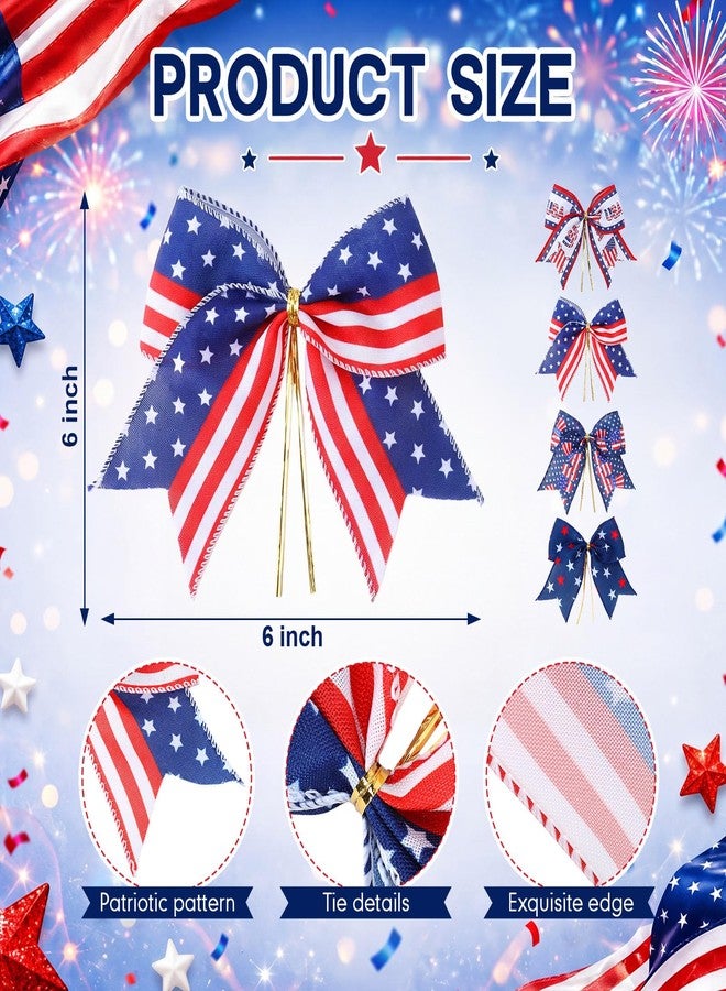 Daifunli 48 Pcs 6 Inch 4th of July Bows for Women Patriotic Bows for Wreaths Decorations Bulk Red White Blue Gift for Independence Day Party Decor - Image 2
